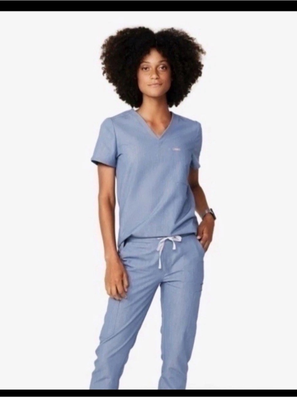 Figs V-Neck Scrub Top in Heather indigo special edition